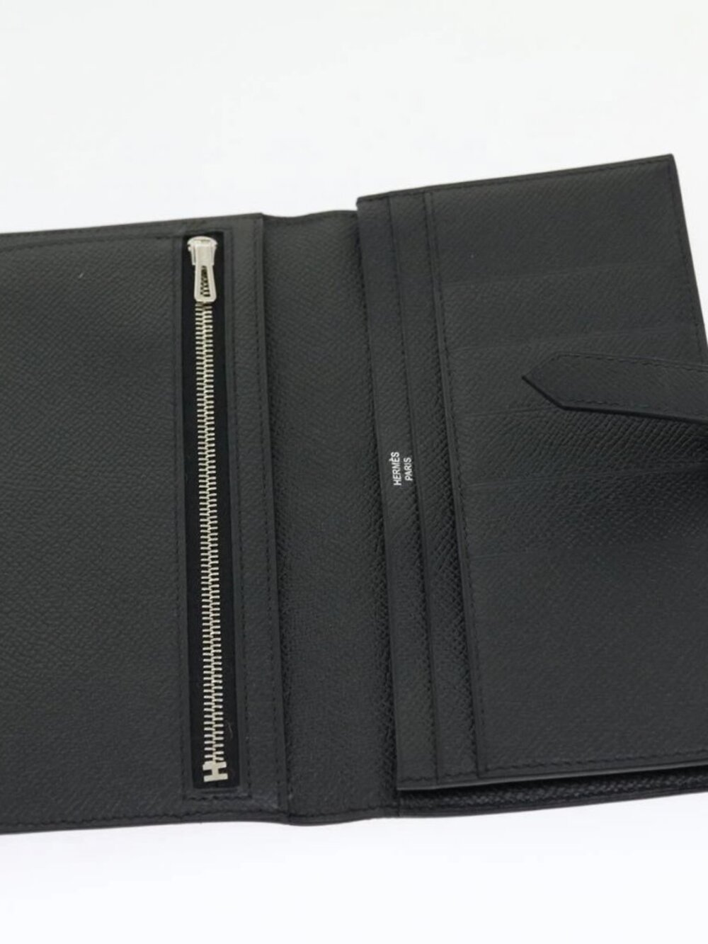 HERMES Bean souffl Long Wallet SilverMetal Black Auth 30947SM - Picture 8 of 16